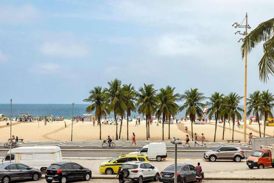 Foto do Studio na Avenida Atlantica com vista frontal para a praia do Leme para ate 3 pessoas